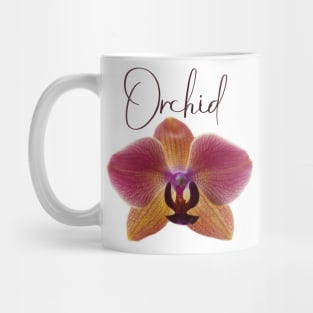 Pink and Yellow Orchid with Red Veins and Text Mug